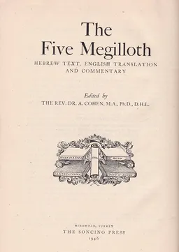 Soncino books of the bible : the five megilloth - with hebrew text, english translation and commentary