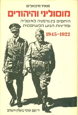 עטיפת הספר מוסוליני והיהודים מאת מאיר מיכאליס