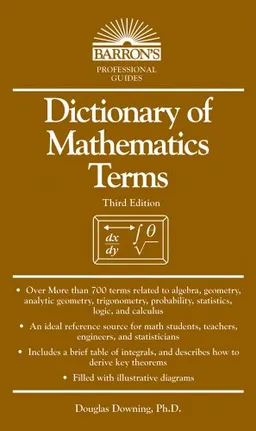 עטיפת הספר Dictionary of Mathematics Terms (Barron's Professional Guides) מאת Douglas Downing