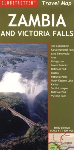 עטיפת הספר Zambia and Victoria Falls Travel Map (Globetrotter Travel Map) מאת Globetrotter