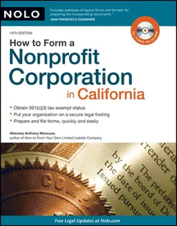 עטיפת הספר How to Form a Nonprofit Corporation in California מאת Anthony Mancuso Attorney
